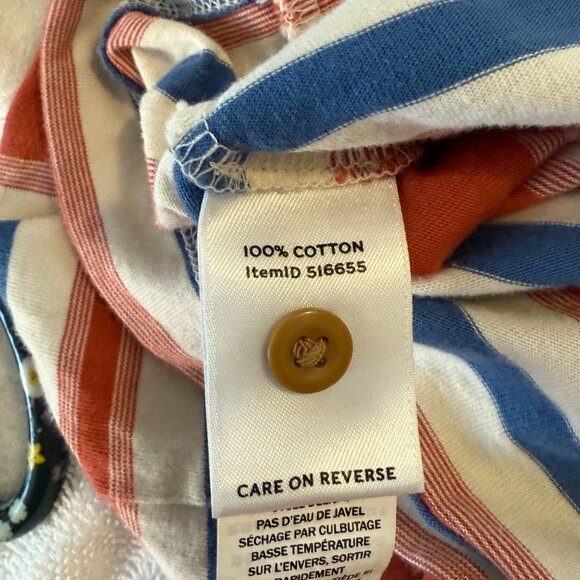 L.L. Bean Signature Men's Large‎ Striped Henley Shirt Red White Blue 100% Cotton - Picture 5 of 6